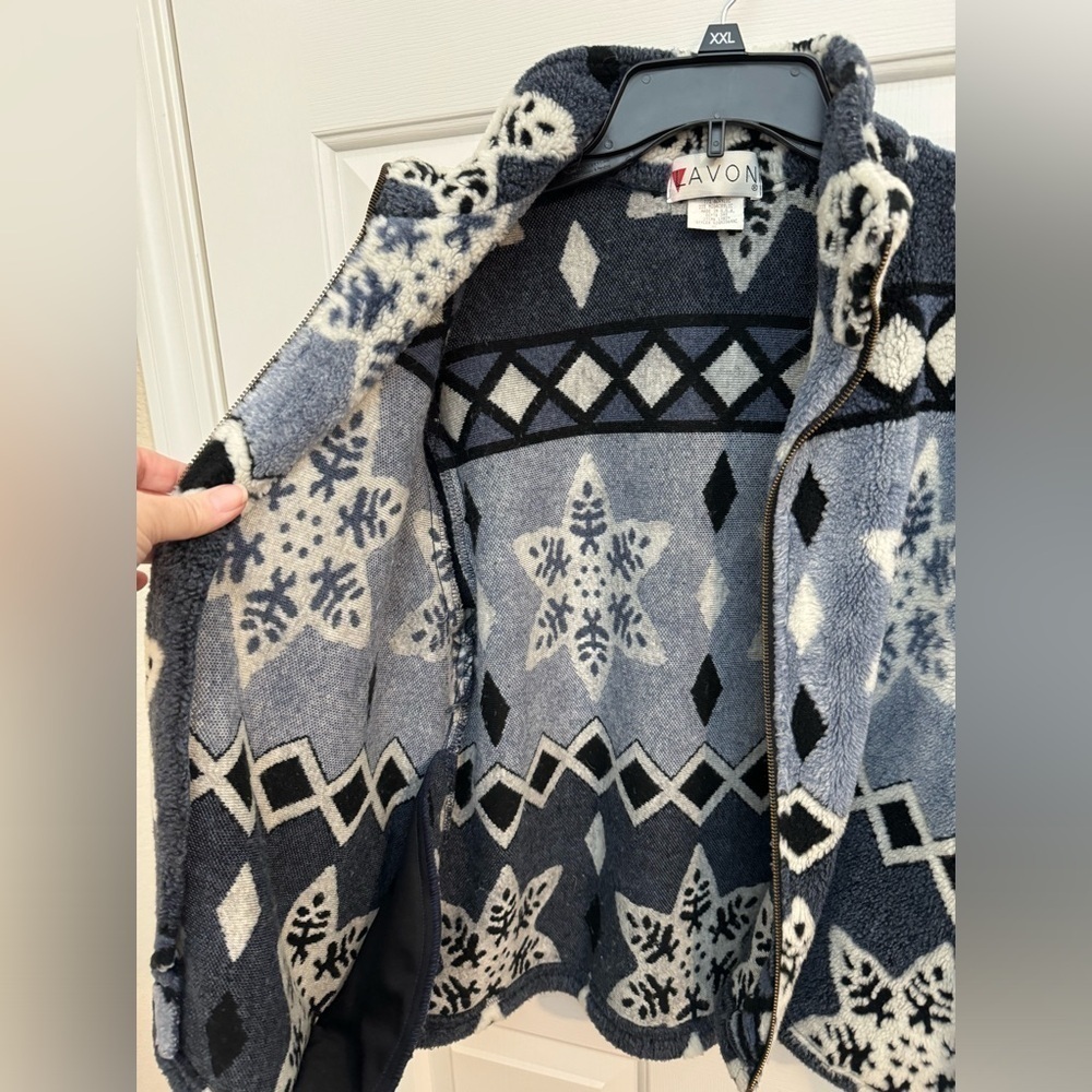Vintage Lavon snowflake zip up Sherpa - Picture 7 of 8